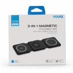 YOURZ Magnetic Wireless 3IN1 Foldable Fast Charger 15W Z37  - Black